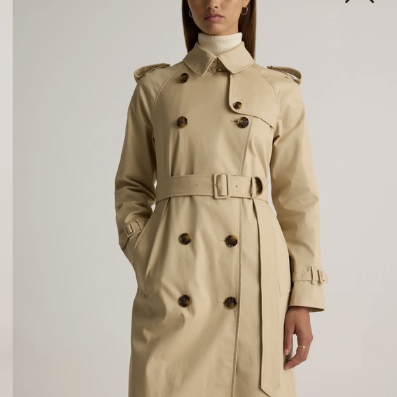 Quince Comfort Stretch Long Trench Coat Light Khaki Size XL - Picture 3 of 8